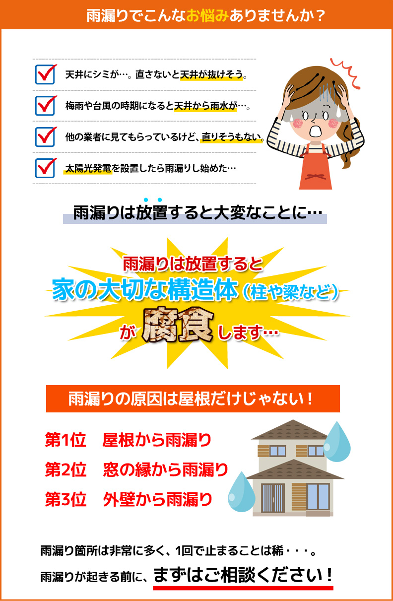 雨漏りでこんなお悩みありませんか？