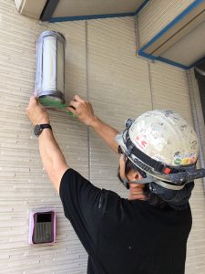 敦賀市の外壁塗装工事（養生作業）